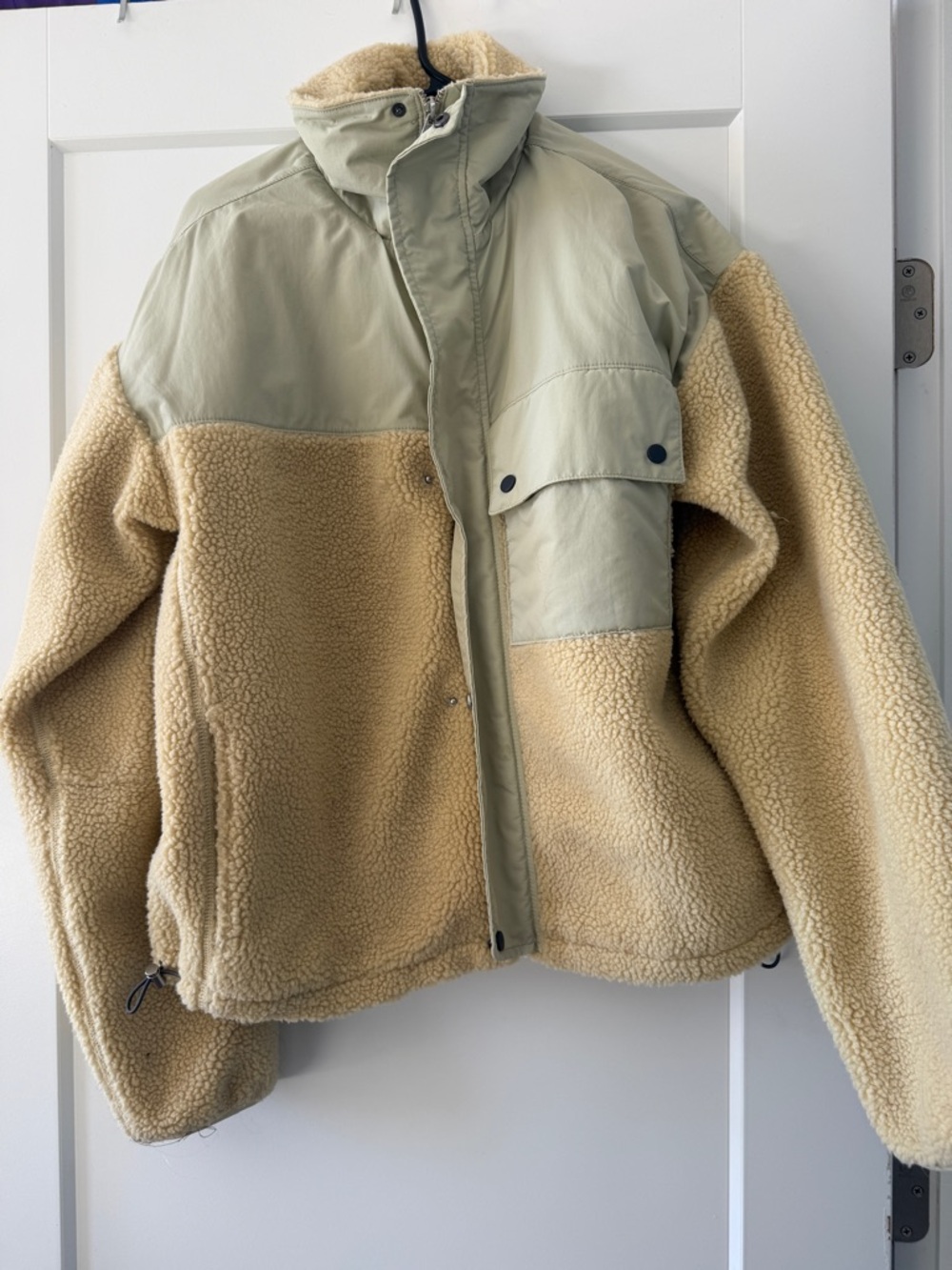 Urban Outfitters Two-Tone Beige & Sage Sherpa Jacket
